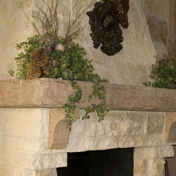 Custom Hand-Hewn Timber Mantel