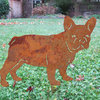French Bulldog Garden Art, Rust, Garden Stake