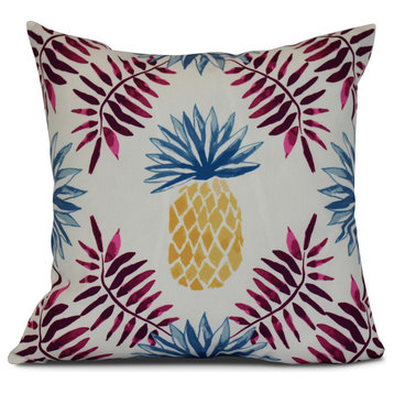 Purple Pineapple and Spike, Geometric Print Pillow, 18"x18"