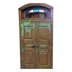 Mogul Interior - Consigned Reclaimed Woods Jaipur Terrace Teak Doors, Colored Glass Indian Style - Interior Doors