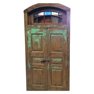 Mogul interior - Consigned Reclaimed Woods Jaipur Terrace Teak Doors, Colored Glass Indian Style - Interior Doors