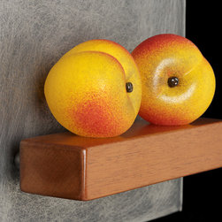 Two Peaches Still-Life - Art Glass Wall Sculpture - Wall Sculptures