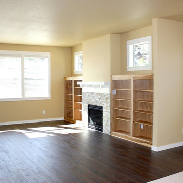 Fireplace with built-in shelves, Bend, Oregon