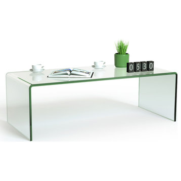 Costway Tempered Glass Coffee Table Accent Cocktail Table Living Room Furniture