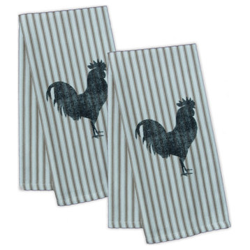 Farmhouse 18x26'' Rooster Tea Towels (Set of 2), Tan