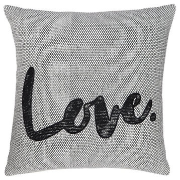 Ashley Furniture Mattia 18" x 18" Love Woven Throw Pillow in White and Black