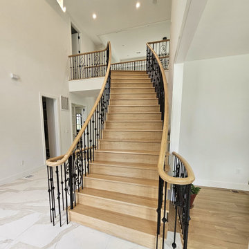 Project #120 | White Oak Staircase with Iron Balusters