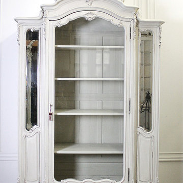 20th Century Louis XV Style Carved French Armoire Painted Antique White