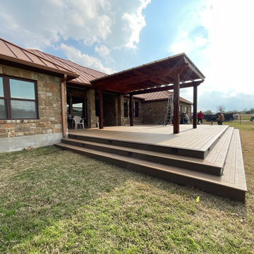 Cedar pergola and composite deck with lighting