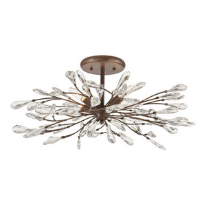 Shabby Chic 6 Light Semi Flush Mount In Sunglow Bronze Finish