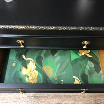 Vintage sideboard painted in black and gold