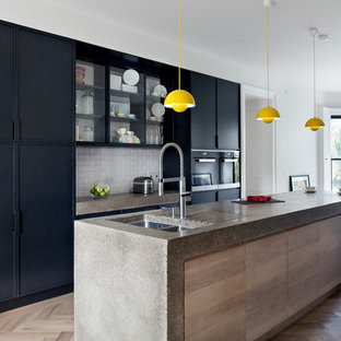 75 Beautiful Kitchen With Black Cabinets And Concrete Countertops