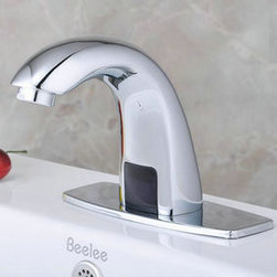 Contemporary Automatic Sensor Bathroom Sink Tap with Escutcheon Plate - T0101 - Bathroom Sink Faucets