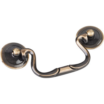 Elements - 3.5" Kingsport Traditional Cabinet Pull w/ feet - Antique Brass