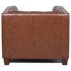Madison Leather Chesterfield Accent Chair in Camel Brown