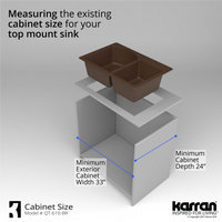 Karran Drop-In Quartz 33" 1-Hole 60/40 Double Bowl Kitchen Sink, Brown