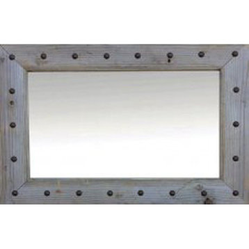 Rustic Mirrors Bunkhouse Barn Wood Mirror With Tacks, 22x26