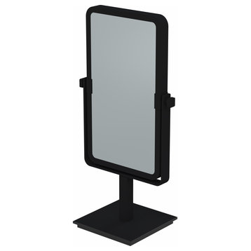 Rectangular Free Standing Mirror With 3X and 1X Magnification, Matte Black