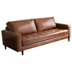 Naomi Home Top Grain Genuine Leather Mid-Century Sofa