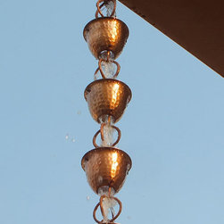 COPPER HAMMER CUP RAIN CHAIN WITH RING - Rain Chains
