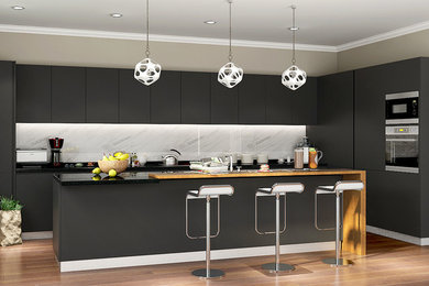 Black Matte Lacquer Kitchen Cabinet-OP16-L14