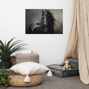 Ebony Elegance Photorealism - Digital Artwork Equestrian Art
