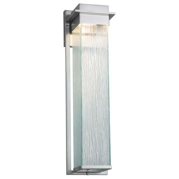 Fusion Pacific 24" Outdoor Wall Sconce, Rain, Brushed Nickel, LED