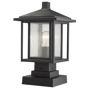 Aspen 1 Light Outdoor Pier Mounted Fixture in Black (SQPM Mount - incl.)