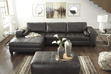 Nokomis Charcoal LAF Leather Sectional Sofa