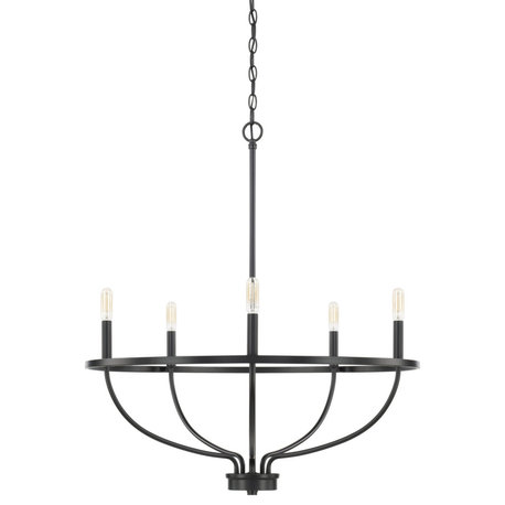 Capital Lighting 428551 Greyson 5 Light 29"W Taper Candle - Matte Black