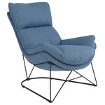 OSP Home Furnishings - Ryedale Lounge Chair, Blue With Black Frame - Cradle yourself in modern luxury and style. Ultra-plush cushions gently surround you as the natural integrated recline provides the ultimate relaxed positioning. Sink into comfort with low slung arms and cushioned headrest, making this the perfect accent chair for watching TV or reading a book. Modern steel frame in powder coat black, adds strength and visual beauty.  Simple assembly make this chair the easy choice.