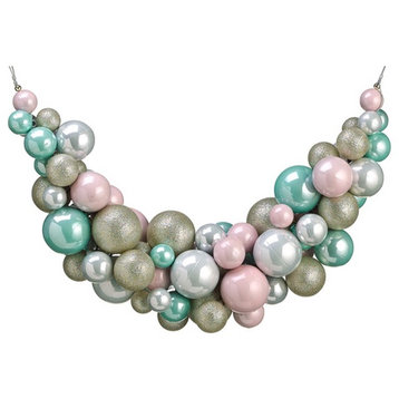 Pastel Dreams Pink and Seafoam Green Glittered Shatterproof Ball Swag, 28"