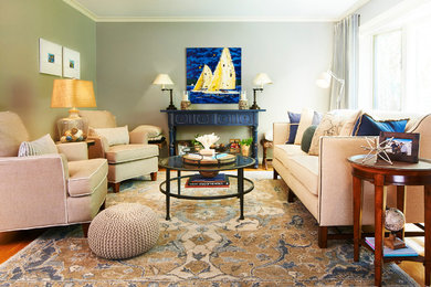 Beach style living room photo in Minneapolis