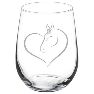 Wine Glass Goblet Heart Horse, 17 Oz Stemless