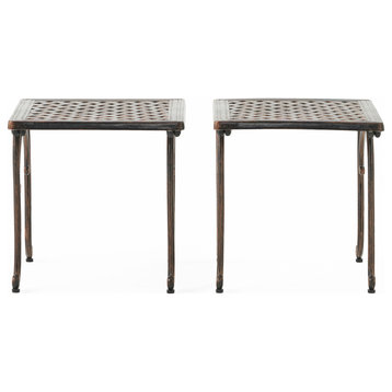 GDF Studio Hyde Outdoor Cast Aluminium Accent Tables, Set of 2