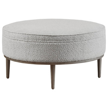Madison Park Harriet Round Boucle-Like Upholstered Cocktail Ottoman, Gray