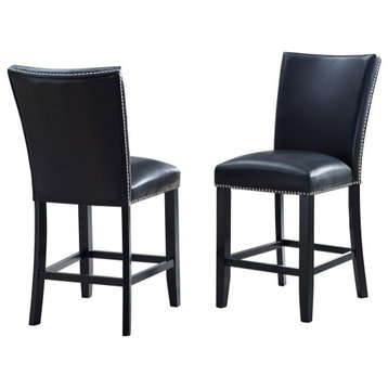 Camila Black Counter Chair, Set of 2, Black