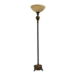 Antiqued Metal Finish & Marble Floor Lamp - Floor Lamps