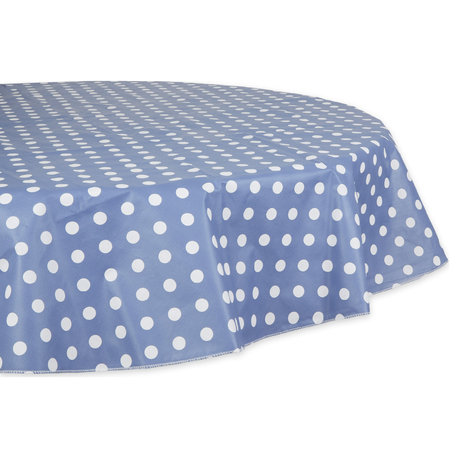 Stonewash Blue Polka Dot Vinyl Tablecloth 70 Round