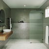 30"x78" Frameless Shower Door, Single Fixed Panel Fluted Radius, Oil Rubbed Bronze, 30" Right