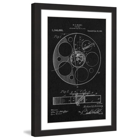 "Film Reel 1915 Black Paper" Framed Painting Print