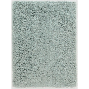 Linon Luxe Plush Shag Hand Tufted Polyester 5'x7' Rug in Aqua