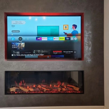 Media Wall With Electric Fireplace