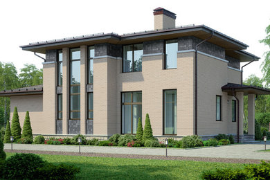 проект  кирпичного дома выполнен в стиле Райта 233 кв.м.
