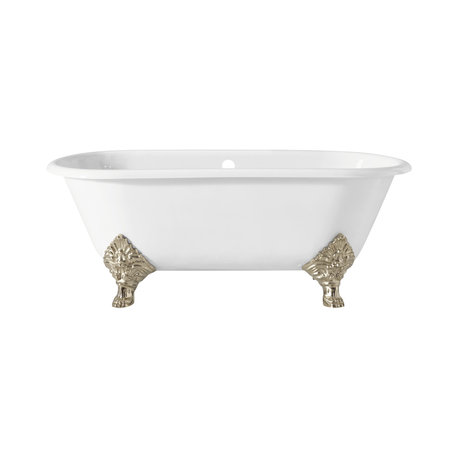 Cheviot Products Carlton Cast Iron Bathtub With Rolled Rim, Polished Nickel