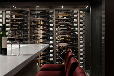 Wine cellar - modern wine cellar idea in Chicago with display racks