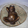 Relaxed Frog Supine on a Lily Bronze Statue Wall Fountain  14" x 6" x 12"H