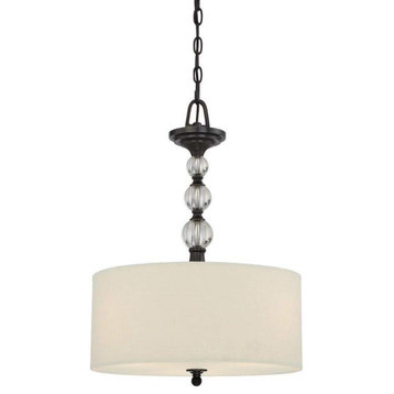 Downtown 3 Light Dusk Bronze With Cream Linen Shade Pendant/Chandelier