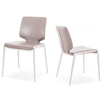 Modrest Eileen Modern Eco-Leather Dining Chair, Set of 2, Dark Gray