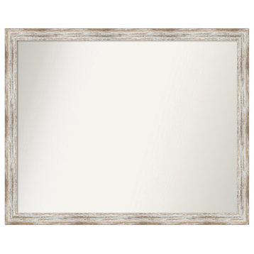 Distressed Cream Non-Beveled Wood Wall Mirror 30.5x24.5 in.